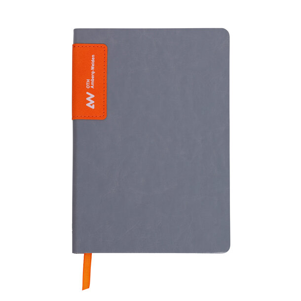 A5 Notizbuch grau/orange aus Recyclingmaterial | OTH Amberg